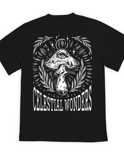Celestial Wonders Mushroom Psychedelic White Graphic Tee