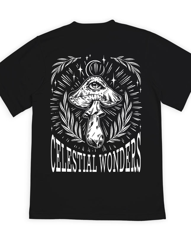 Celestial Wonders Mushroom Psychedelic White Graphic Tee