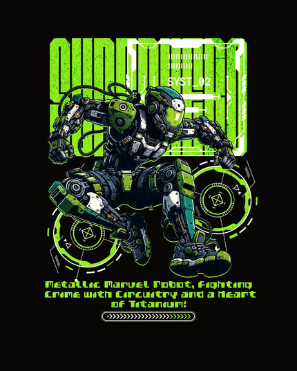 Superhero Robot Mechanical Futuristic Sci-Fi Hero Graphic T-Shirt