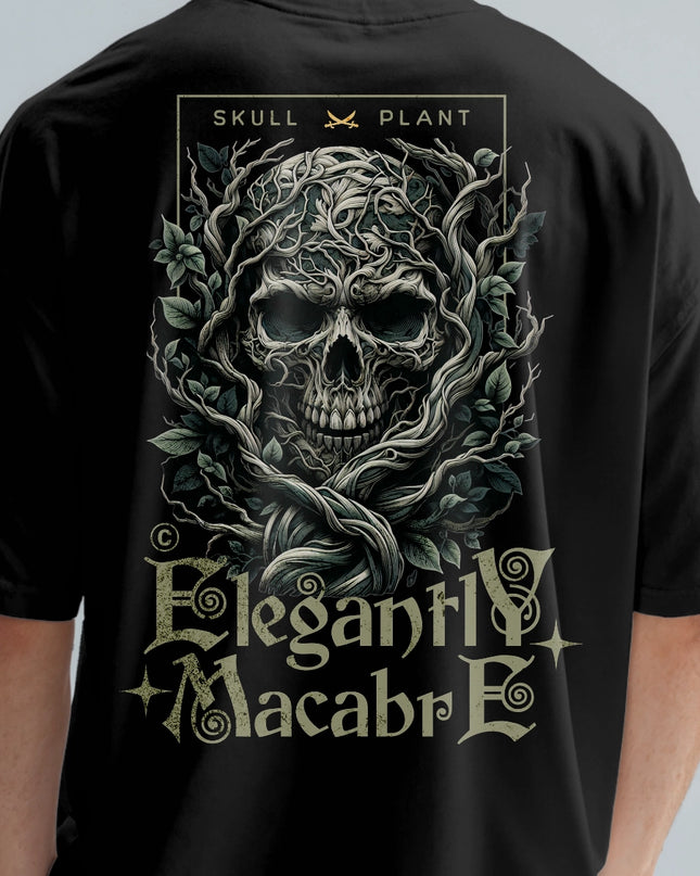 Gothic Plant Skull Graphic T-Shirt