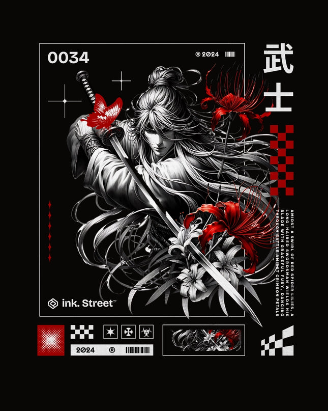 Long Haired Samurai Graphic T-Shirt