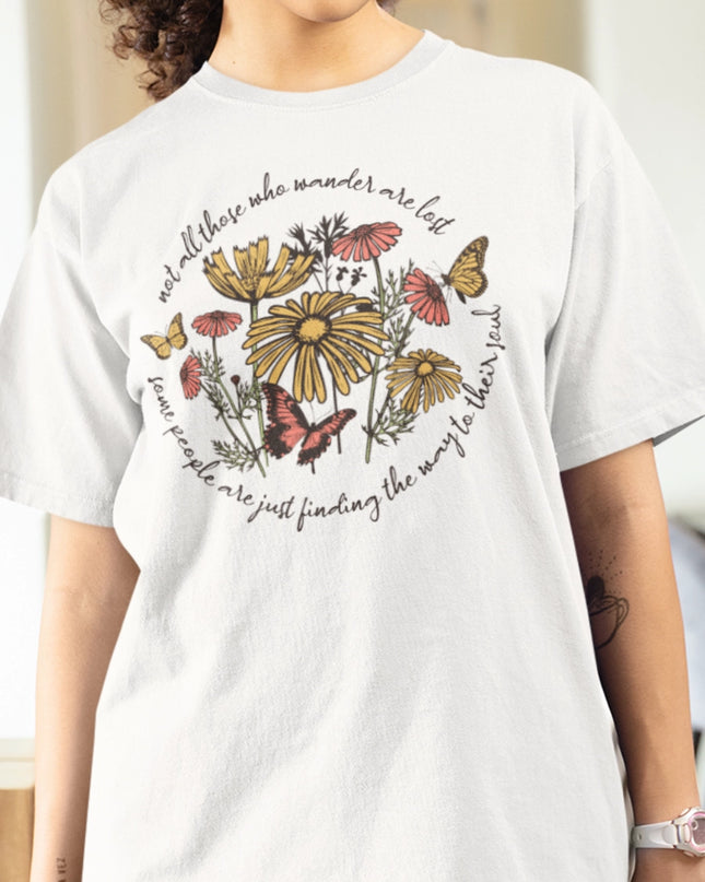 Vintage Flowers and Butterflies Graphic T-Shirt